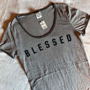 PINK Victoria's Secret Gray 'Blessed' Bodysuit